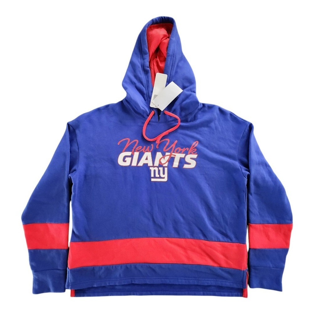 NWT NFL New York Giants Women's Halftime Adjustment LS Fleece Hooded‎ Size Large